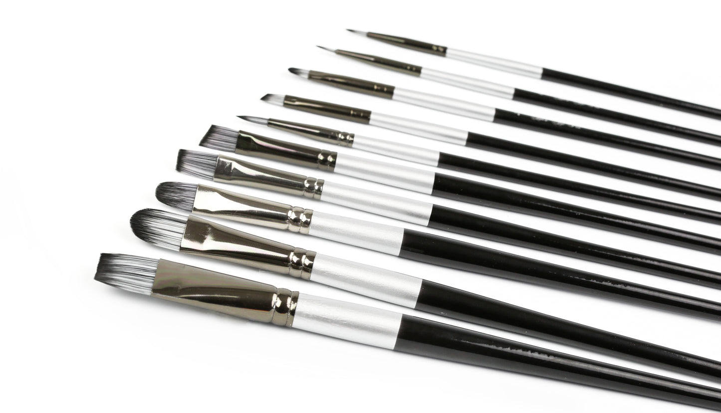 Premium Paint Brushes Set 10 pcs Black