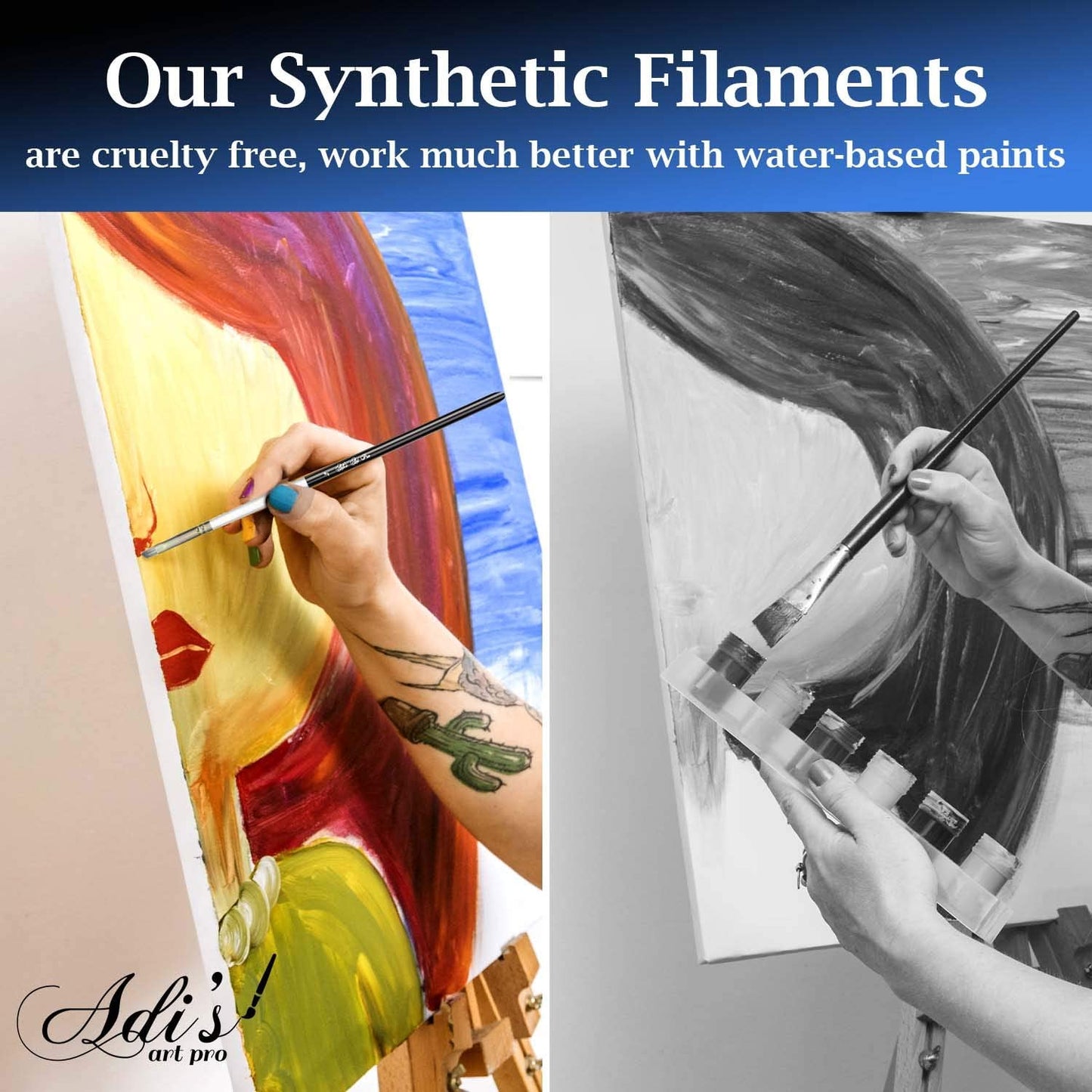 Adi’s art pro 15-piece Long handle paint brushes set