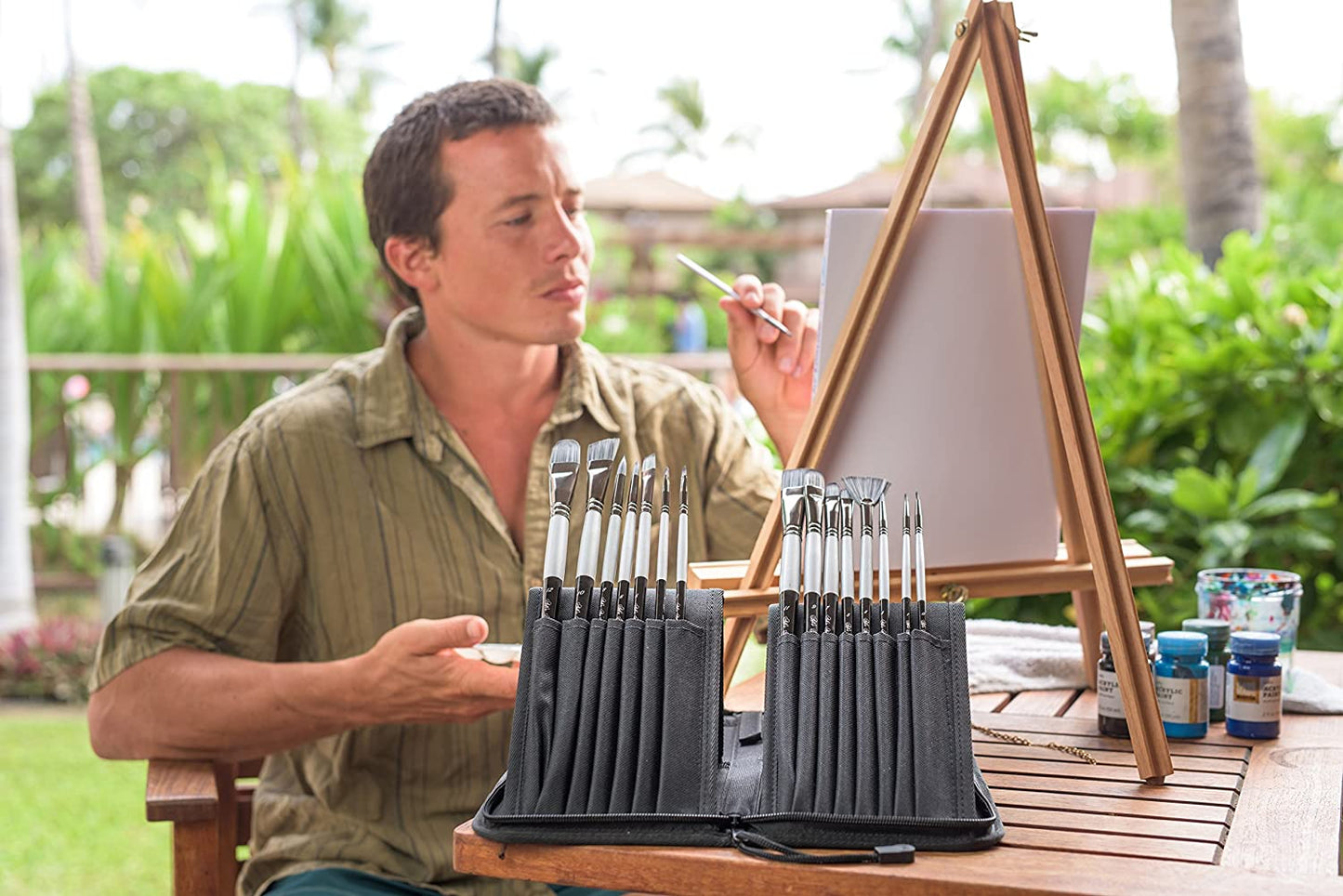 Adi’s art pro 15-piece Long handle paint brushes set