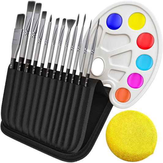 Acrylic Paint Brush Set with 12 Premium Artist Brushes