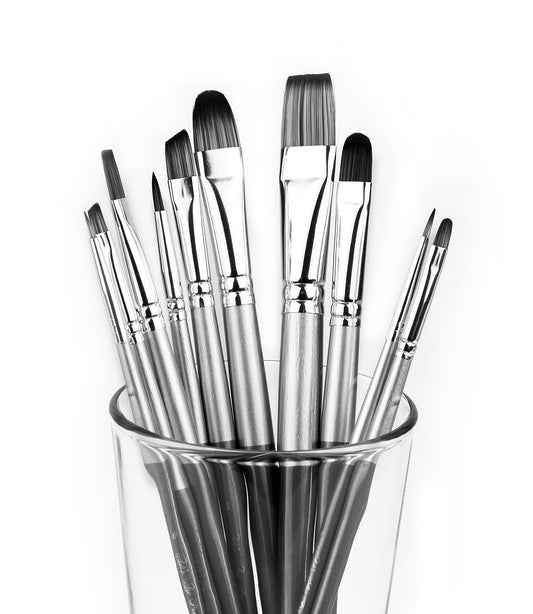 Paint Brushes Set- Grey 10 pcs